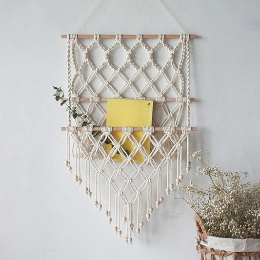 Filet de Rangement Mural en Macramé Éclat Design Esprit Macramé