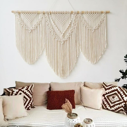 Grand Macramé Mural Artisanal Esprit Macramé