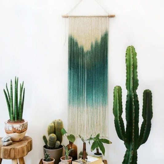Macramé mural dégradé en vert éclatant Esprit Macramé