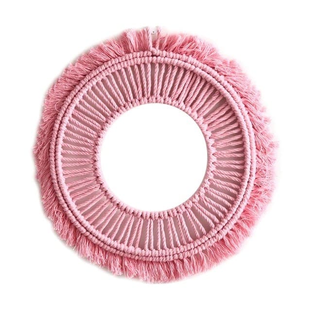 Miroir Rose en Macramé Élégant Esprit Macramé