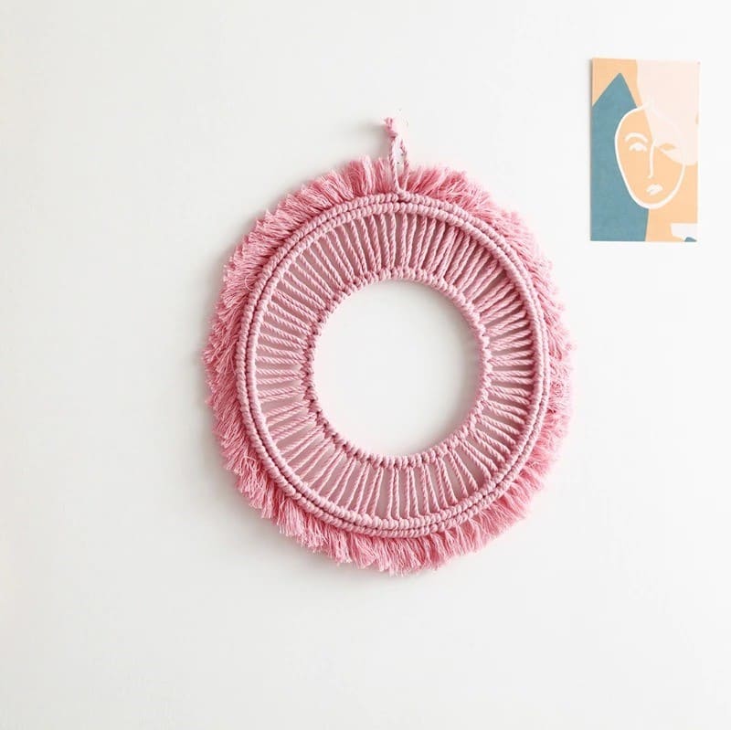 Miroir Rose en Macramé Élégant Esprit Macramé