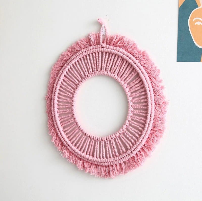Miroir Rose en Macramé Élégant Esprit Macramé