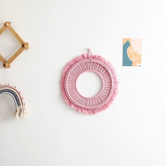 Miroir Rose en Macramé Élégant Esprit Macramé