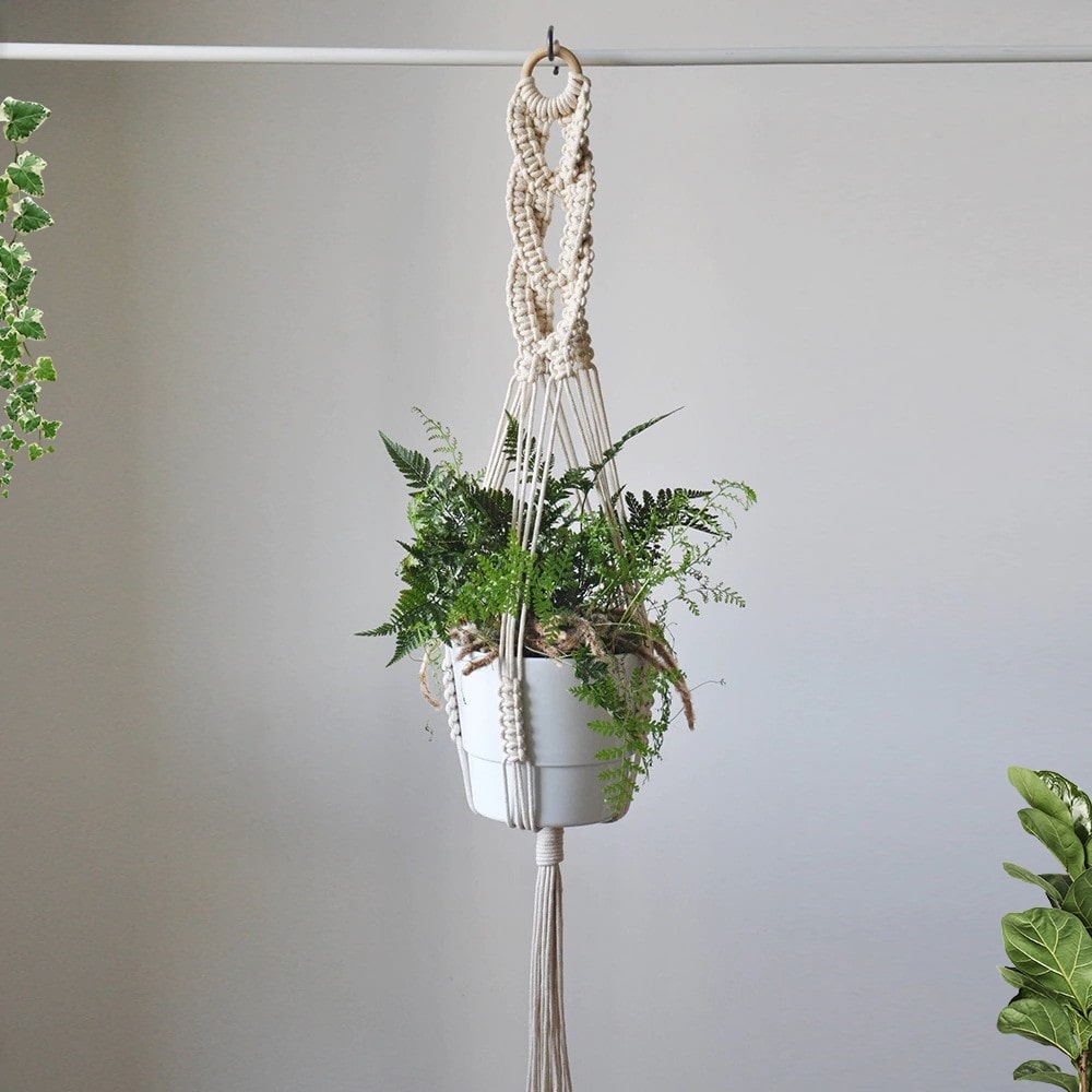 Suspension Macramé Blanc Éclat Esprit Macramé