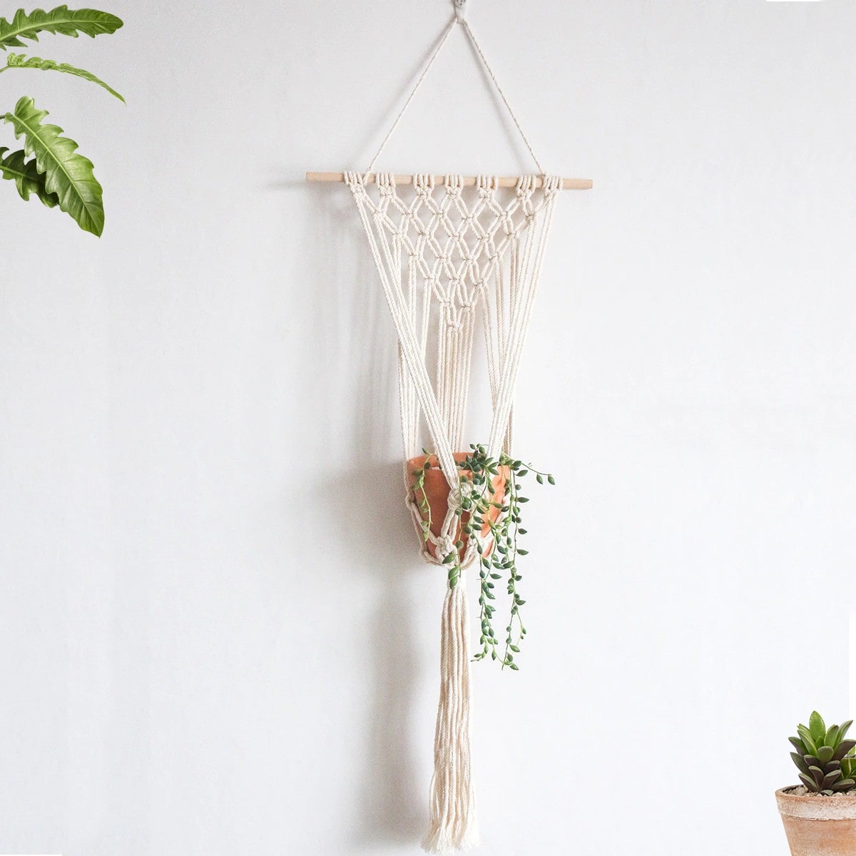 Suspension Macramé pour Pots de Fleurs Élégants Esprit Macramé