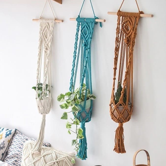 Suspension Murale Plante en Macramé Élégance Esprit Macramé