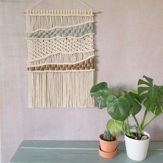 Tenture Murale en Macramé Élégante Esprit Macramé