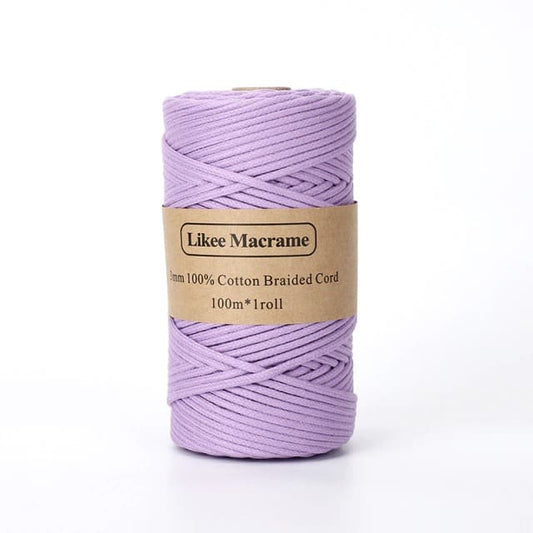 Violet Tressé : Fil Macramé 3 mm - 100 m de Créativité Esprit Macramé